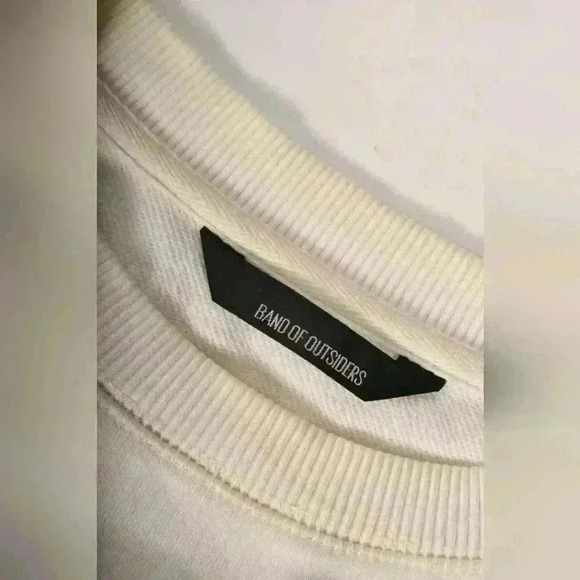 SS19 BAND OF OUTSIDERS  White Blue Art Embroidery BS Stick Figure Small Portugal - Picture 3 of 12